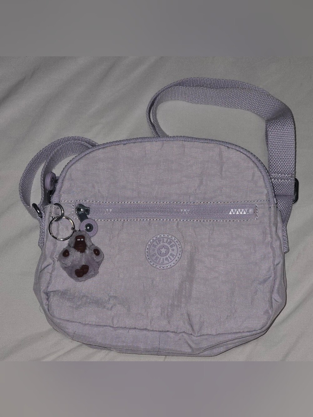 Kipling Lavender Crossbody Bag with Monkey Charm
